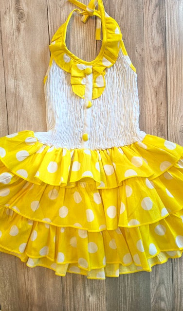 Polka Dot Dress-Yellow